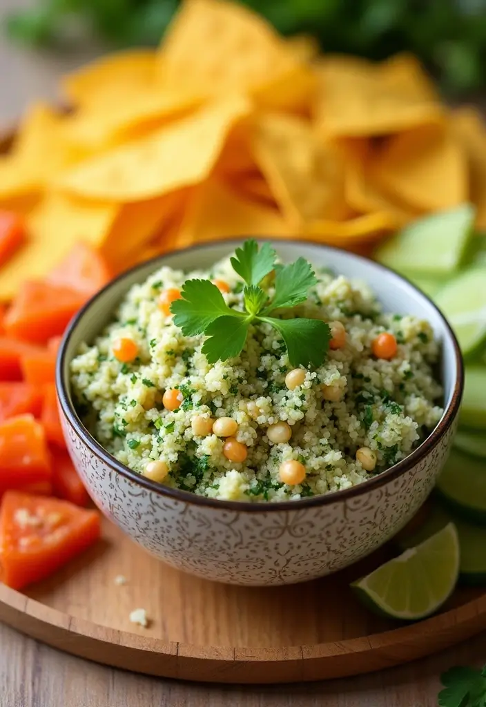 25 Chips and Dip Recipes That Never Fail at Gatherings 16. Cilantro Lime Quinoa Salad Dip