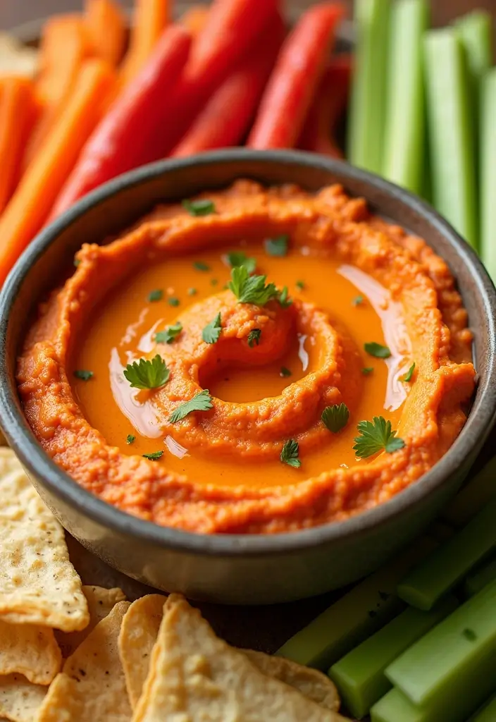 25 Chips and Dip Recipes That Never Fail at Gatherings 17. Roasted Red Pepper Hummus