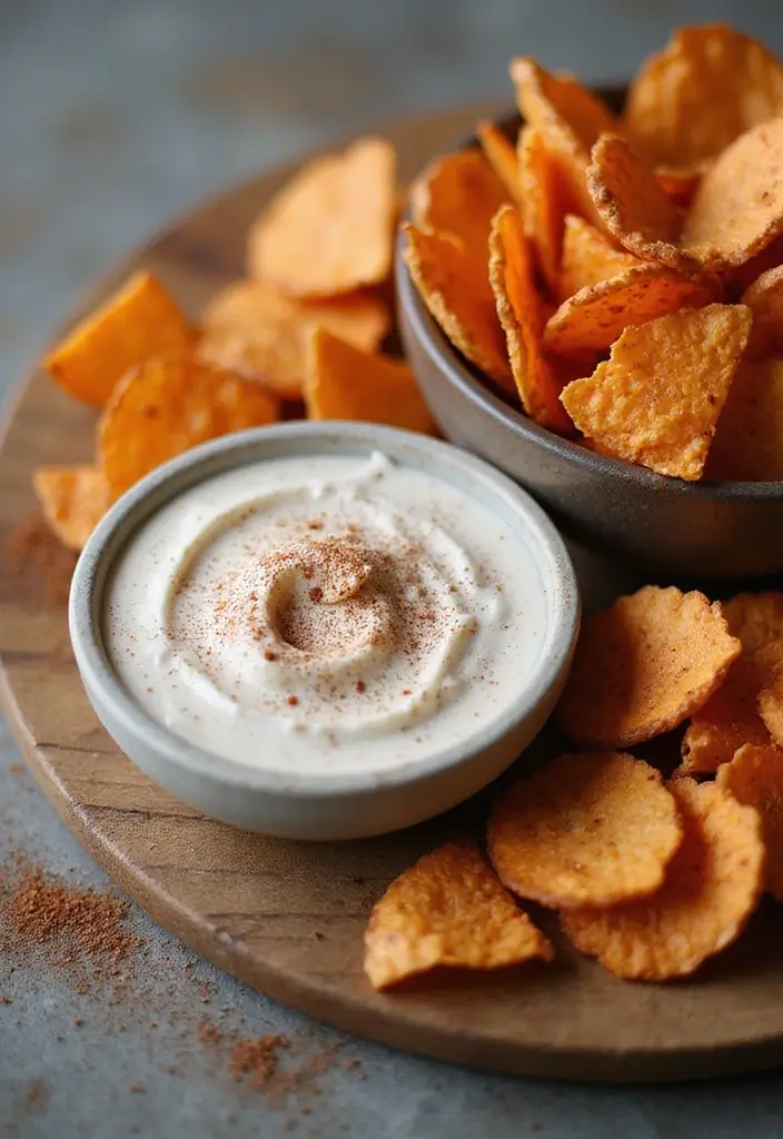 25 Chips and Dip Recipes That Never Fail at Gatherings 5. Sweet Potato Chips with Maple Cinnamon Dip