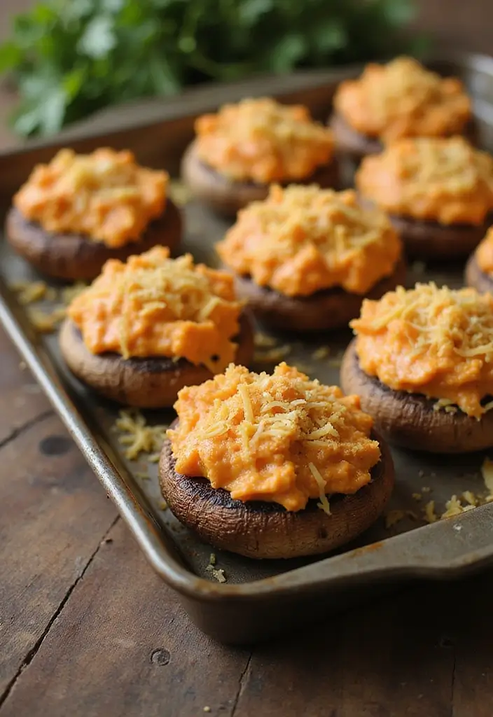 25 Creative Recipes with Buffalo Chicken Dip You Must Try - 13. Buffalo Chicken Dip Stuffed Mushrooms