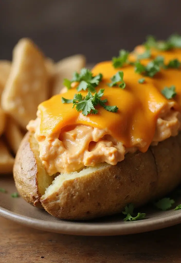 25 Creative Recipes with Buffalo Chicken Dip You Must Try - 16. Buffalo Chicken Dip Baked Potatoes