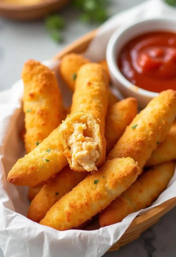 25 Creative Recipes with Buffalo Chicken Dip You Must Try - 23. Buffalo Chicken Dip Breadsticks