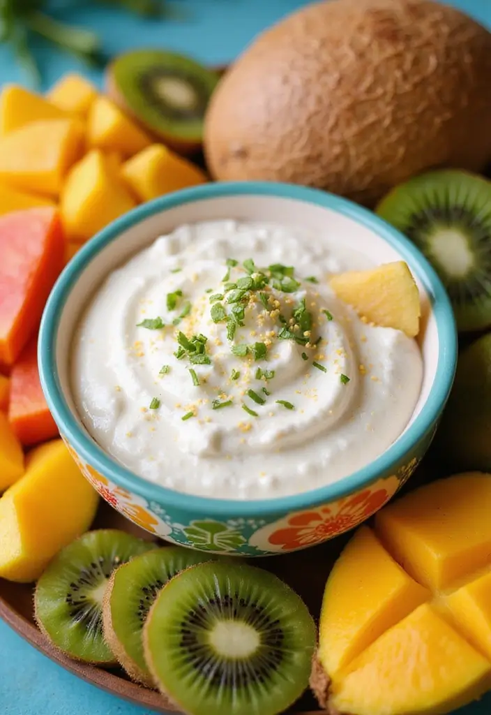 25 Dairy Free Dessert Dip Recipes That Are Delicious - 15. Tropical Fruit Coconut Dip