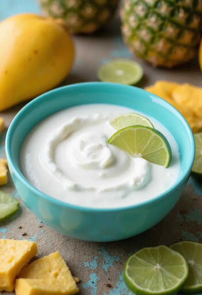 25 Dairy Free Dessert Dip Recipes That Are Delicious - 6. Coconut Lime Yogurt Dip
