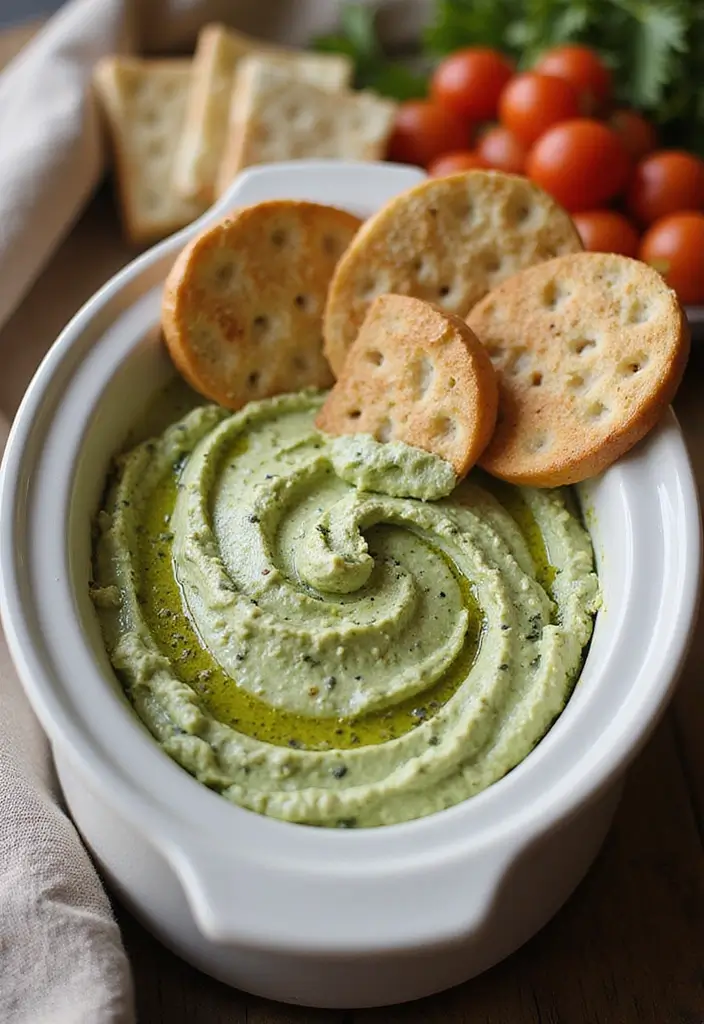 25 Easy Crockpot Dip Recipes That Save You Time - 14. Pesto Cream Cheese Dip