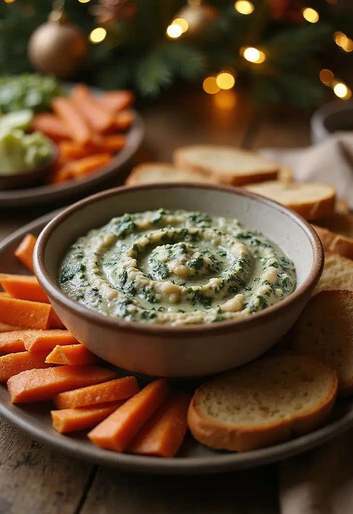 25 Festive Vegan Christmas Dip Recipes and Appetizer Ideas for the Holidays - 13. Warm Spinach and White Bean Dip