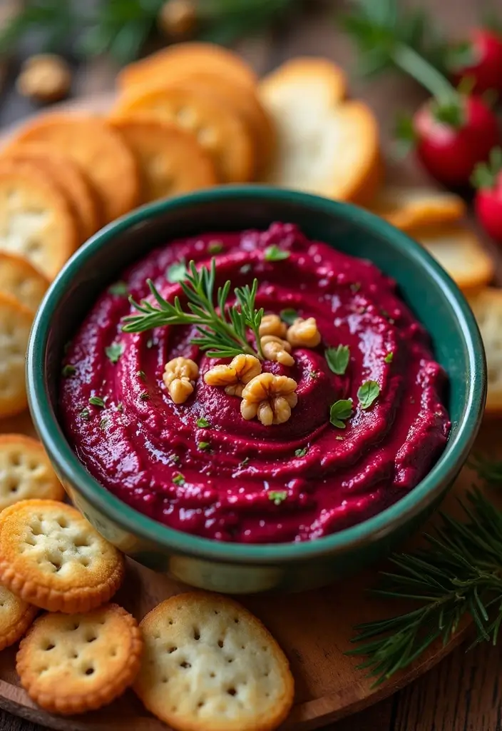25 Festive Vegan Christmas Dip Recipes and Appetizer Ideas for the Holidays - 14. Roasted Beet and Walnut Dip