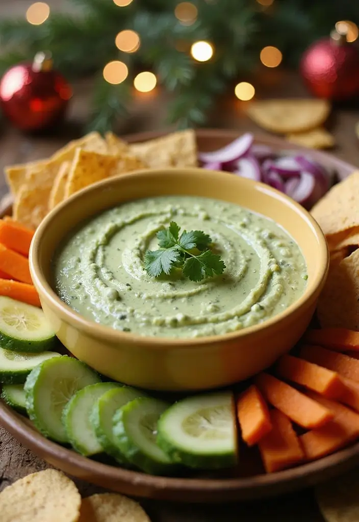 25 Festive Vegan Christmas Dip Recipes and Appetizer Ideas for the Holidays - 15. Creamy Cilantro Avocado Dip