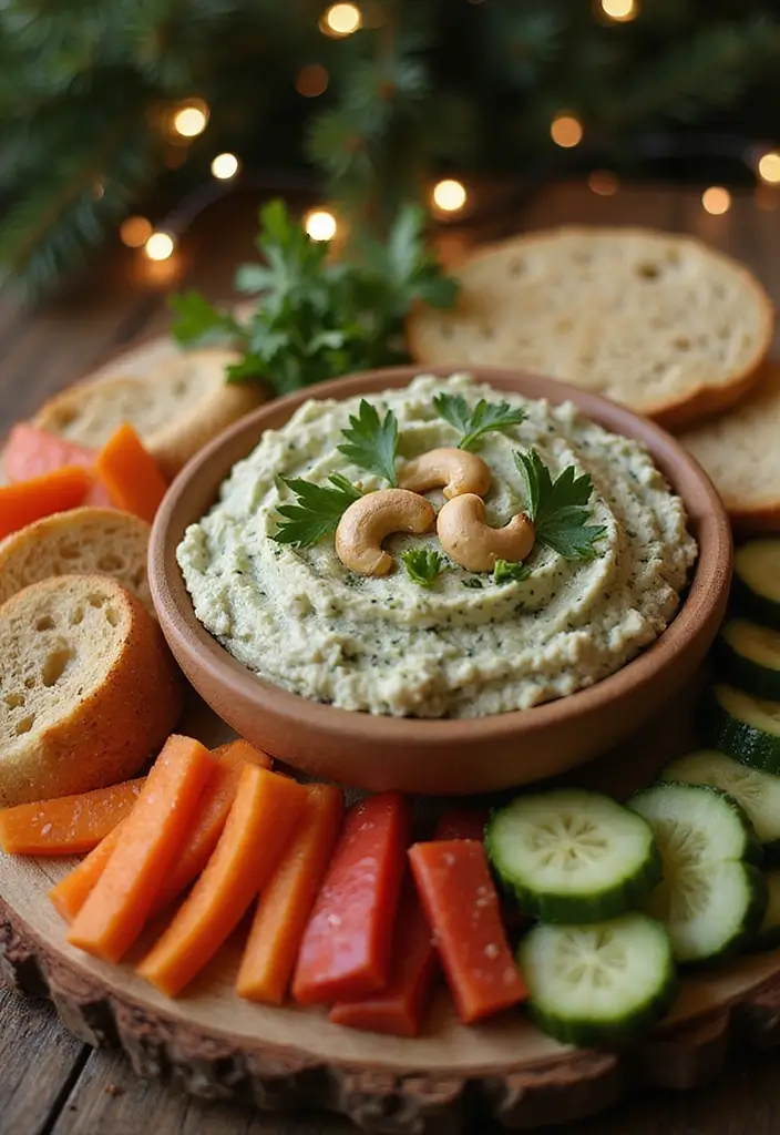 25 Festive Vegan Christmas Dip Recipes and Appetizer Ideas for the Holidays - 20. Herb and Garlic Cashew Spread