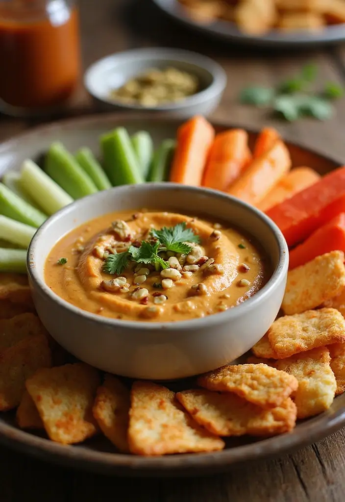 25 Festive Vegan Christmas Dip Recipes and Appetizer Ideas for the Holidays - 25. Spicy Thai Peanut Dip
