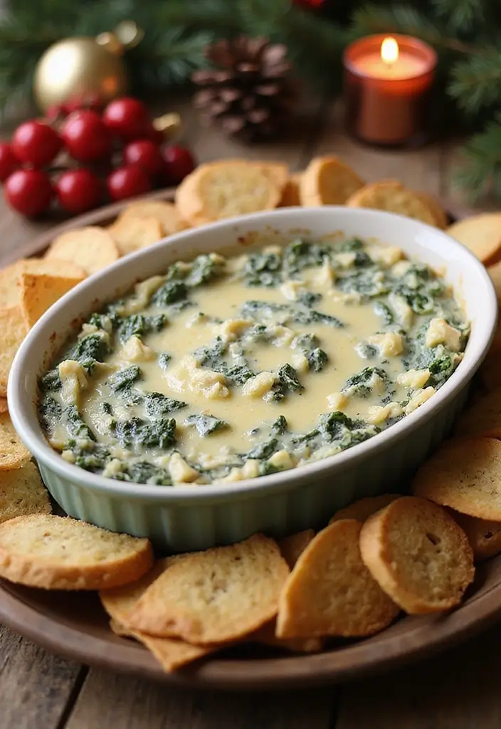 25 Festive Vegan Christmas Dip Recipes and Appetizer Ideas for the Holidays - 4. Creamy Vegan Spinach Artichoke Dip