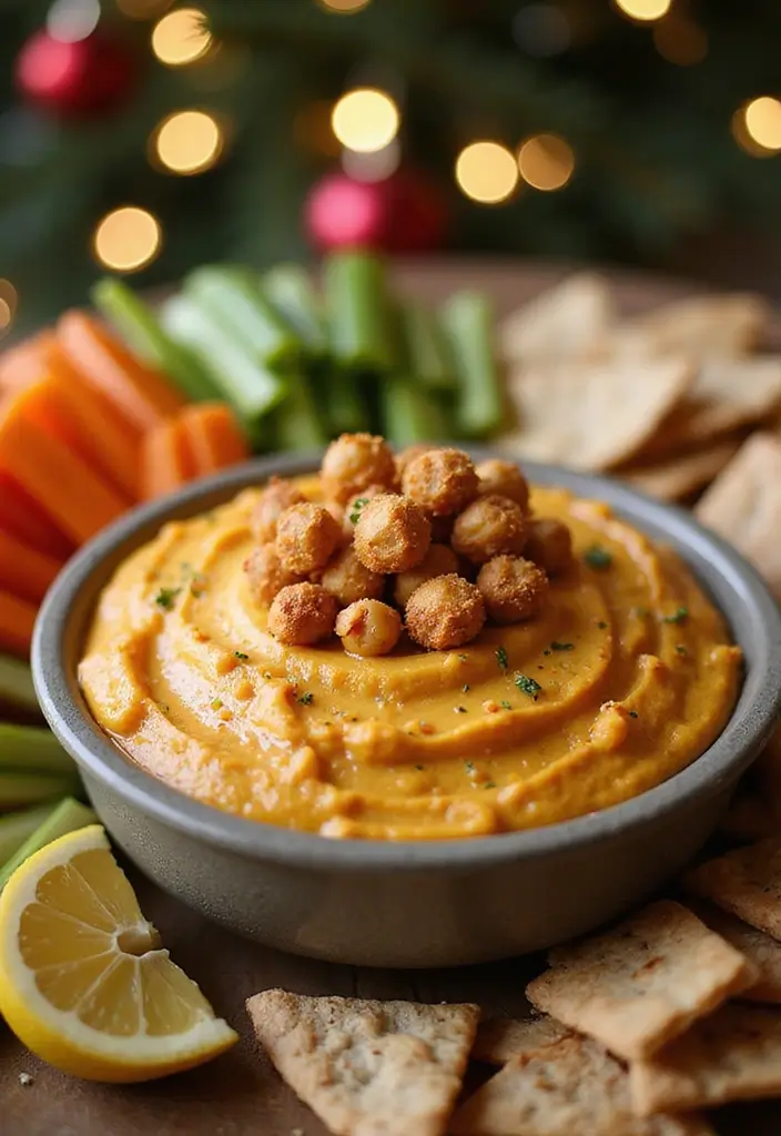 25 Festive Vegan Christmas Dip Recipes and Appetizer Ideas for the Holidays - 7. Zesty Lemon Roasted Chickpeas Dip