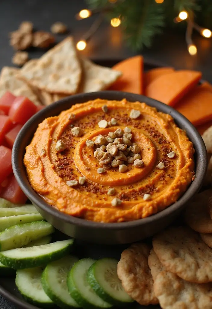 25 Festive Vegan Christmas Dip Recipes and Appetizer Ideas for the Holidays - 8. Spiced Sweet Potato Dip
