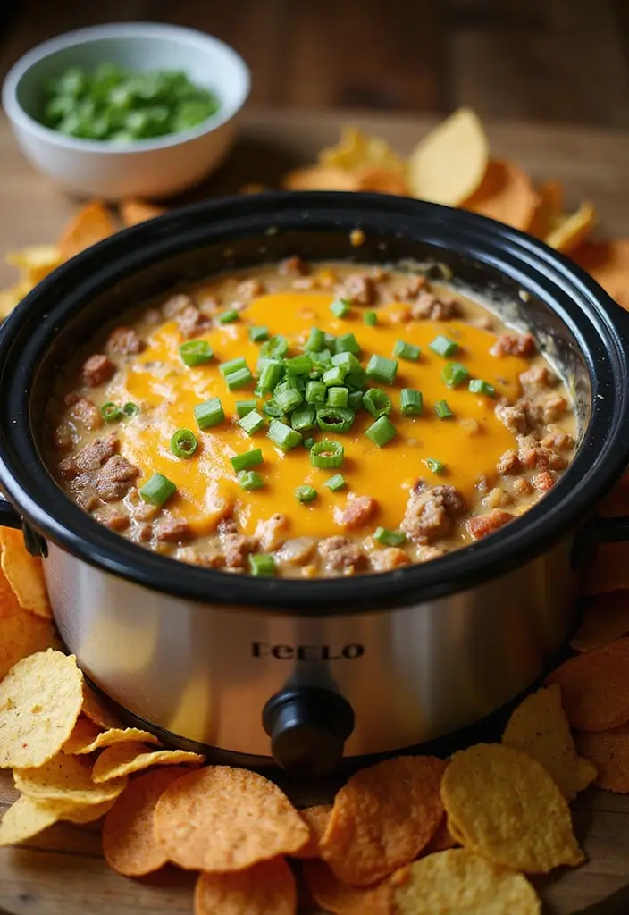 25 Ground Beef Crock Pot Dip Recipes That Satisfy a Crowd - 1. Classic Cheesy Beef Dip