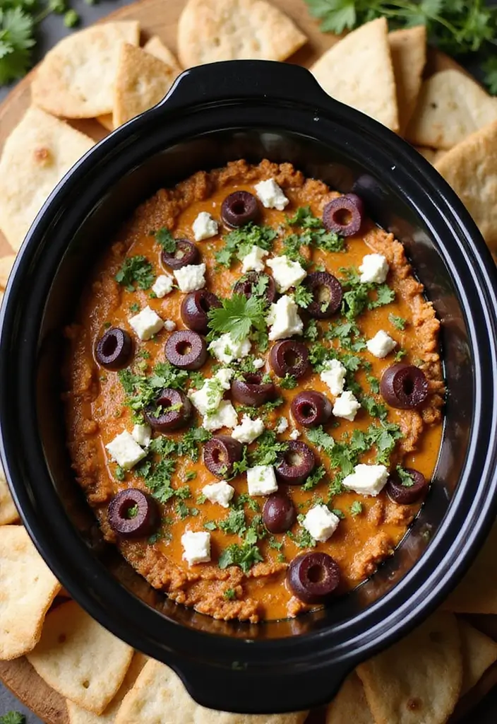 25 Ground Beef Crock Pot Dip Recipes That Satisfy a Crowd - 14. Greek Beef Dip
