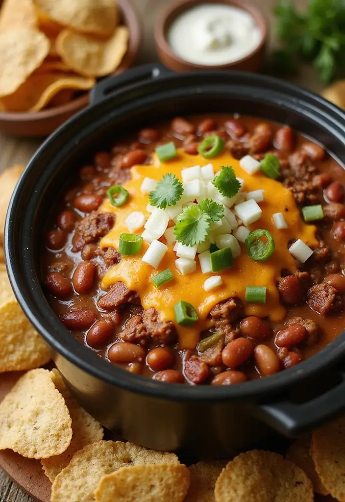 25 Ground Beef Crock Pot Dip Recipes That Satisfy a Crowd - 15. Baked Bean and Beef Dip