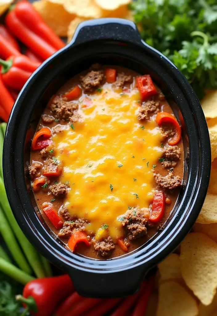 25 Ground Beef Crock Pot Dip Recipes That Satisfy a Crowd - 19. Beef and Cheese Stuffed Pepper Dip