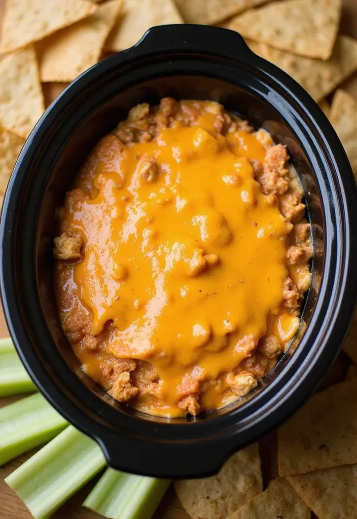 25 Ground Beef Crock Pot Dip Recipes That Satisfy a Crowd - 4. Buffalo Chicken Beef Dip