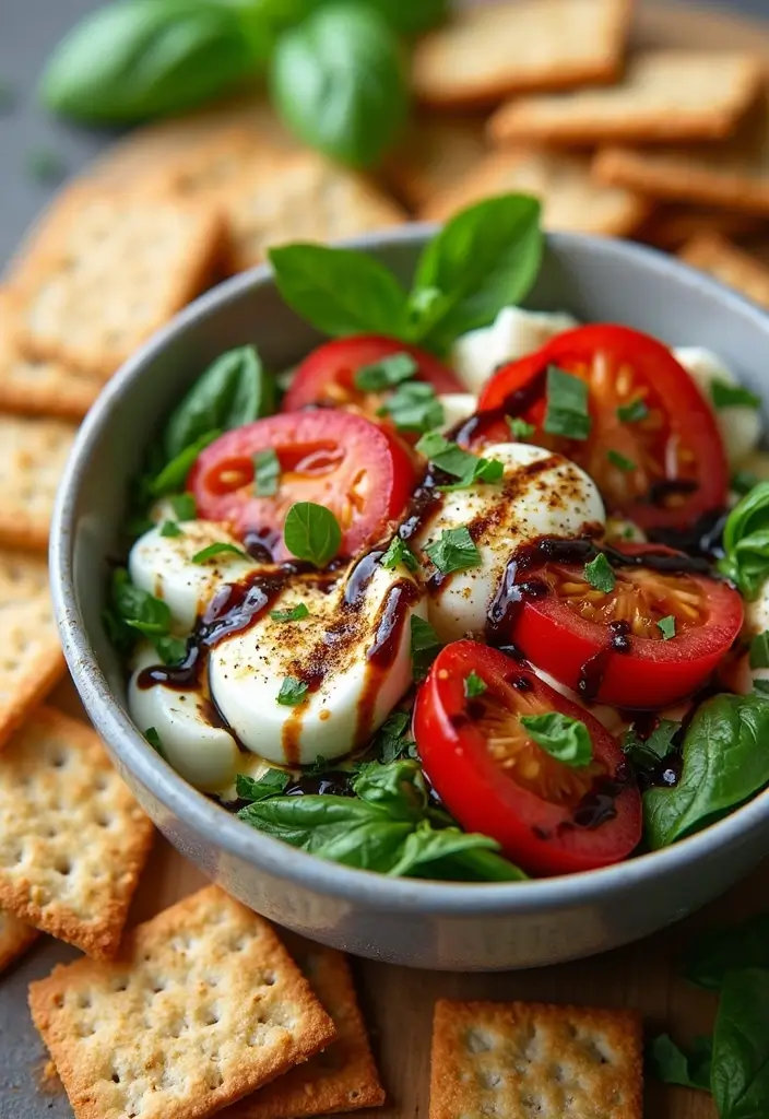 25 Healthy Dip Recipes for Clean Eating Snacks - 23. Caprese Salad Dip
