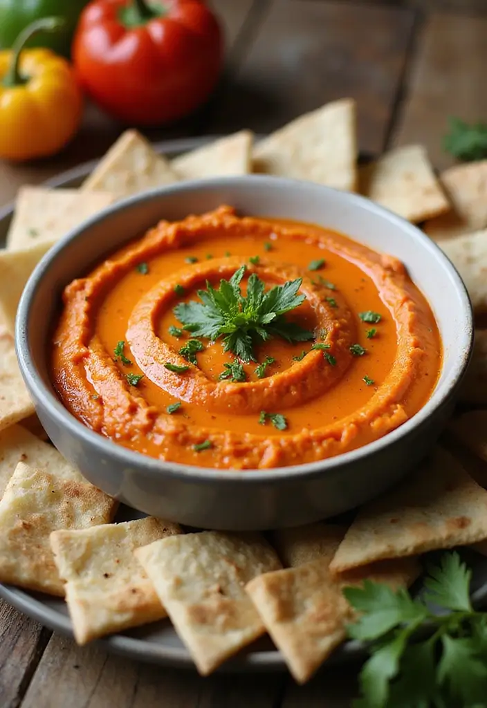 25 Healthy Dip Recipes for Clean Eating Snacks - 3. Roasted Red Pepper Hummus