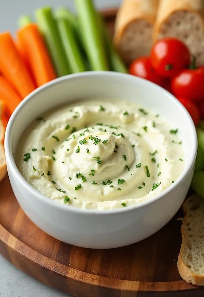 25 Healthy Vegetable Dip Recipes for Clean Eating Snacks - 10. Garlic Herb Cheese Dip