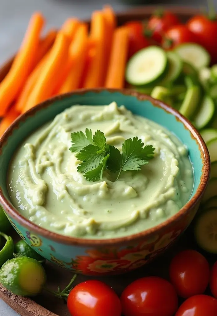 25 Healthy Vegetable Dip Recipes for Clean Eating Snacks - 2. Avocado Yogurt Dip