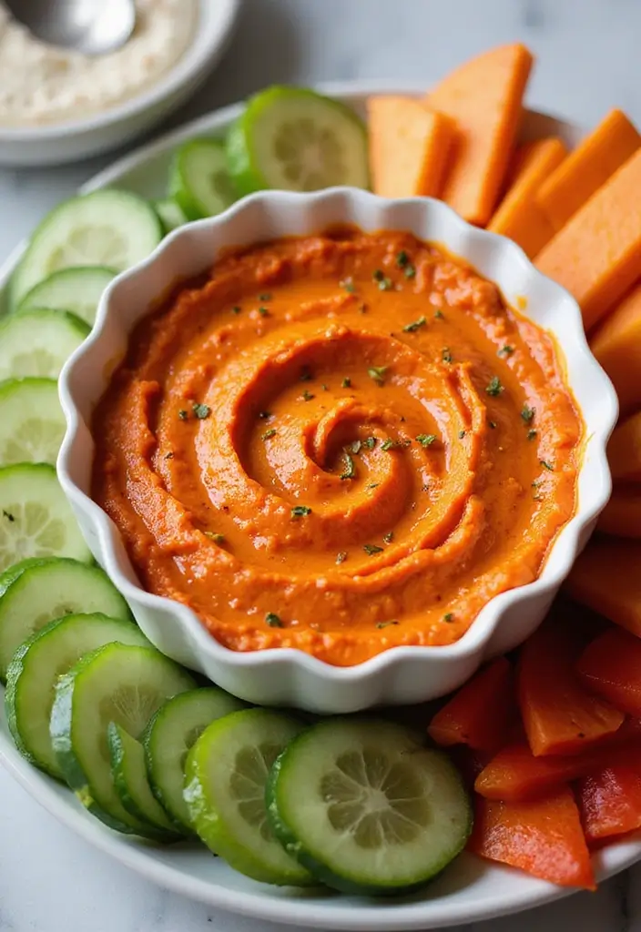 25 Healthy Vegetable Dip Recipes for Clean Eating Snacks - 3. Roasted Red Pepper Dip