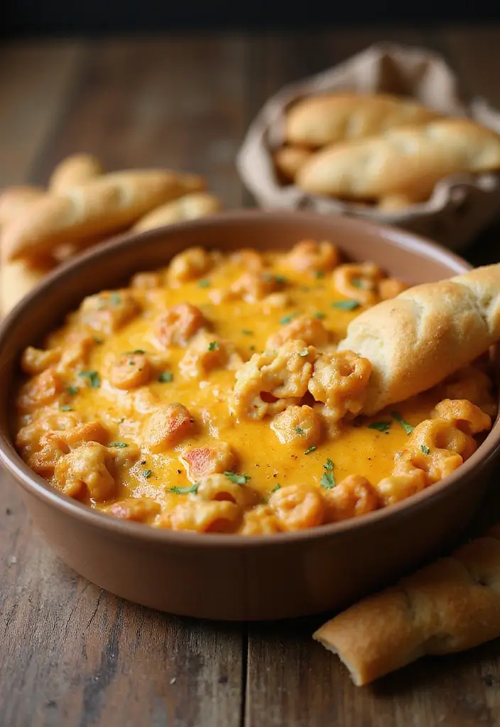 25 Hot Cheese Dip Recipes for Melty Goodness - 24. Cheesy Baked Pasta Dip