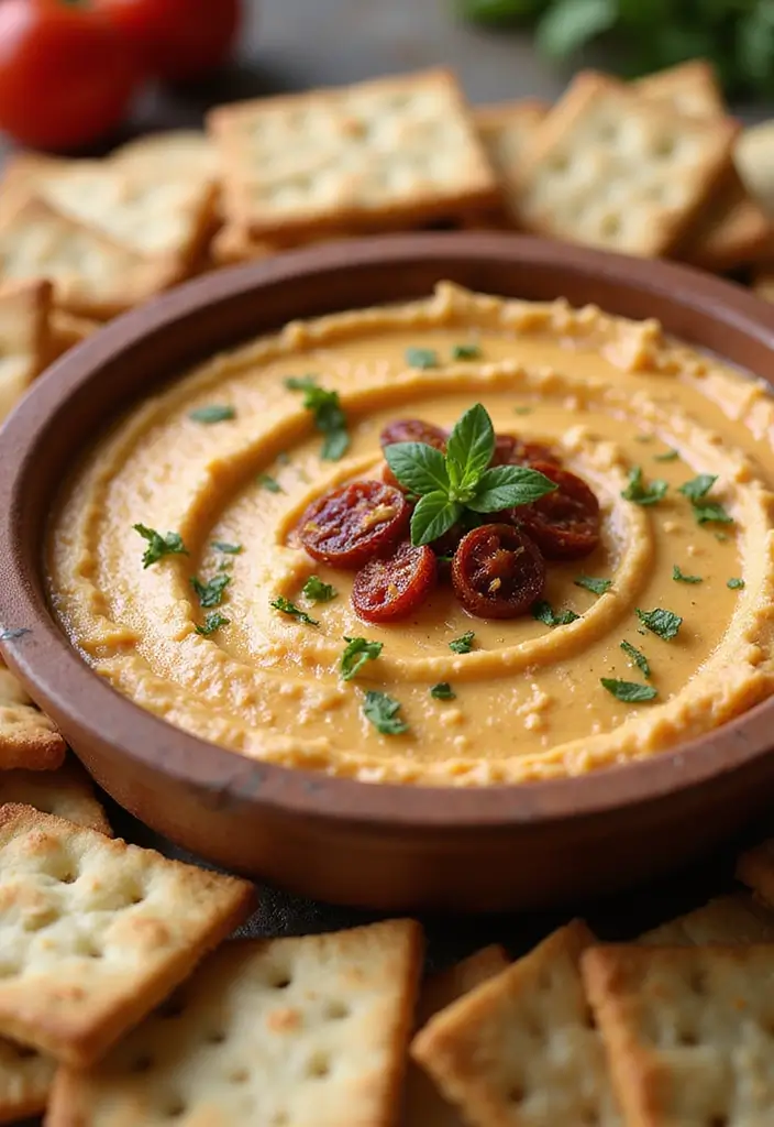 25 Hot Cheese Dip Recipes for Melty Goodness - 25. Creamy Sun-Dried Tomato Cheese Dip