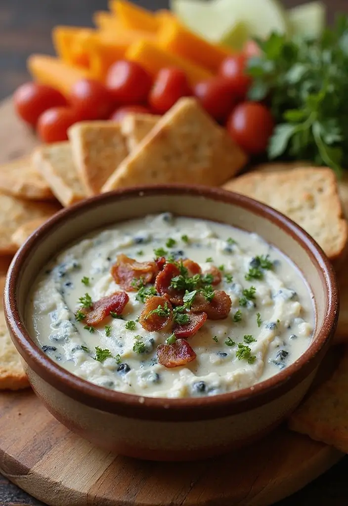 25 Hot Cheese Dip Recipes for Melty Goodness - 3. Blue Cheese & Bacon Dip