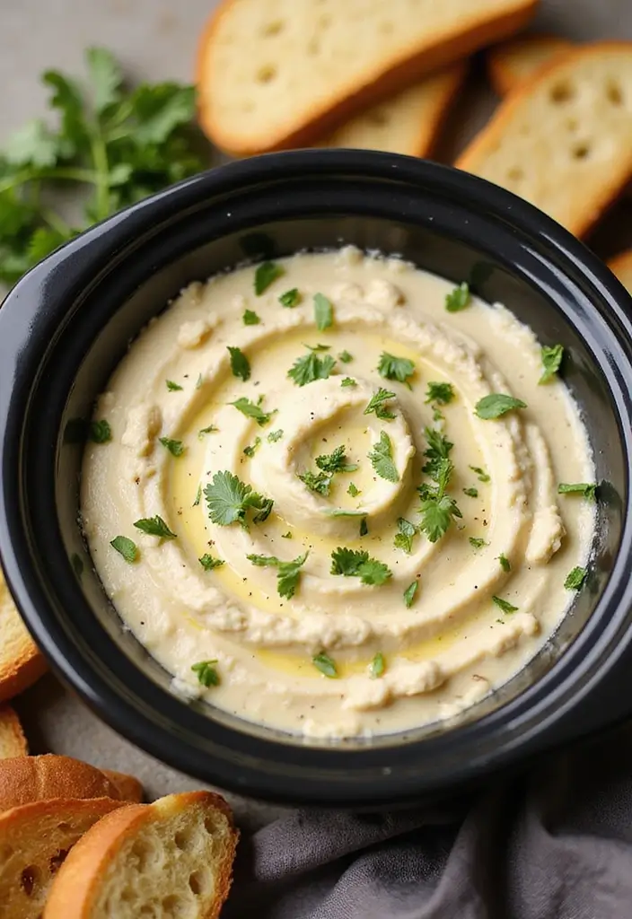 25 Hot Crock Pot Dip Recipes That Keep Guests Coming Back - 15. Garlic Parmesan Dip