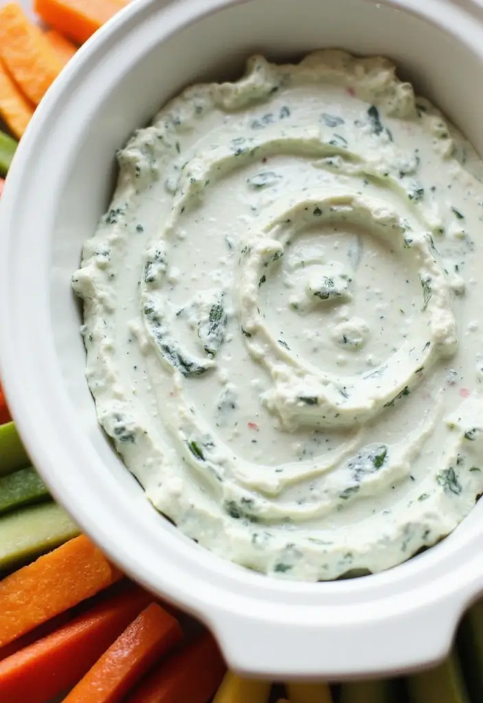 25 Hot Crock Pot Dip Recipes That Keep Guests Coming Back - 20. Greek Yogurt Spinach Dip