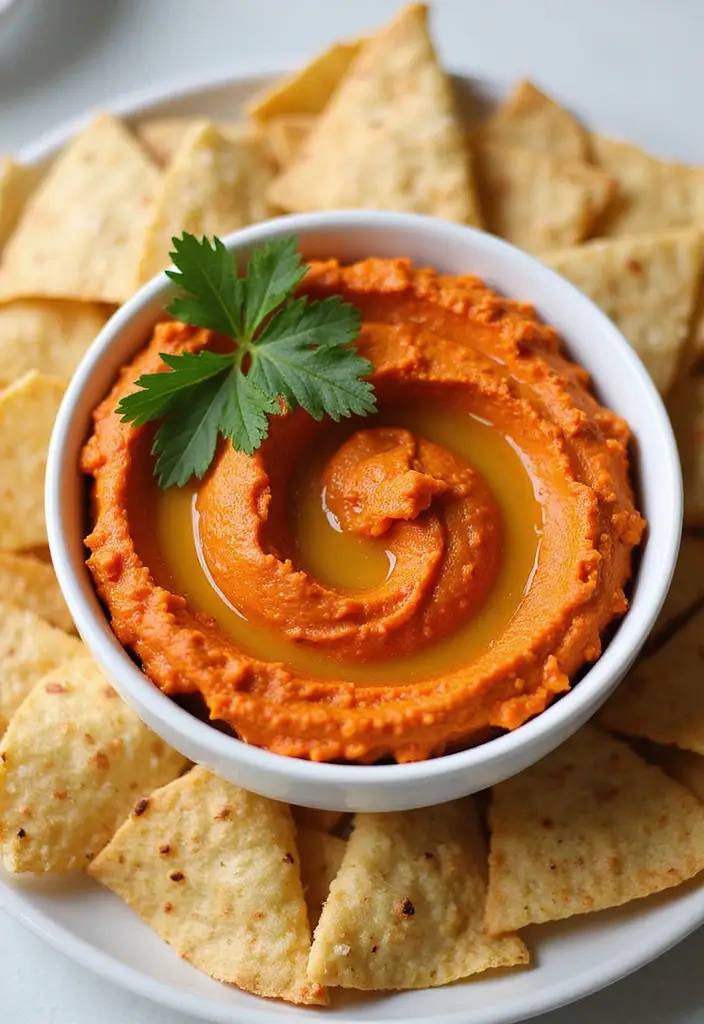 25 Tortilla Chips and Dip Recipes Perfect for Sharing - 6. Roasted Red Pepper Hummus