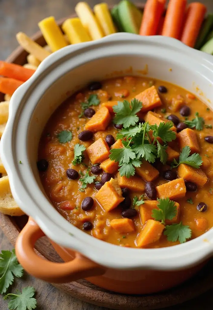 25 Two Quart Crockpot Dip Recipes That Work Every Time - 10. Sweet Potato and Black Bean Dip