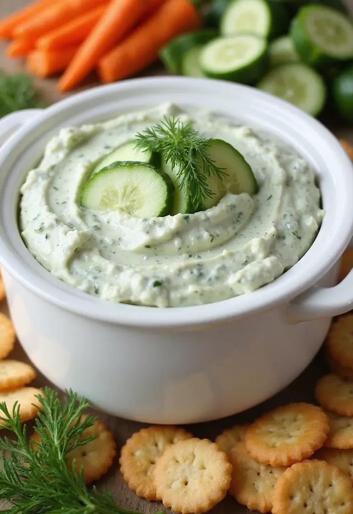 25 Two Quart Crockpot Dip Recipes That Work Every Time - 16. Cucumber Dill Dip