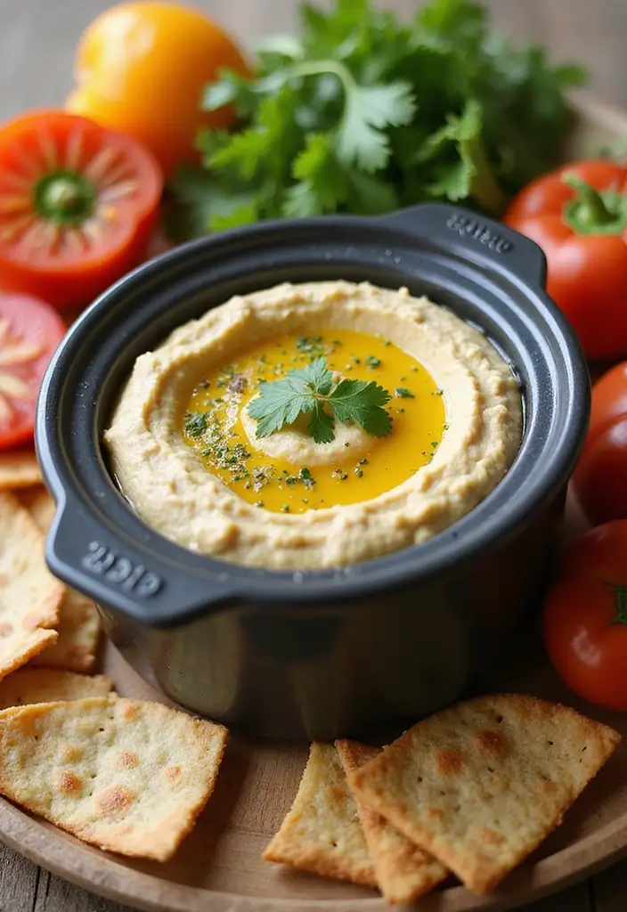 25 Two Quart Crockpot Dip Recipes That Work Every Time - 5. Healthy Hummus Dip