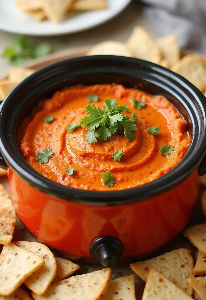 25 Two Quart Crockpot Dip Recipes That Work Every Time - 7. Roasted Red Pepper Dip