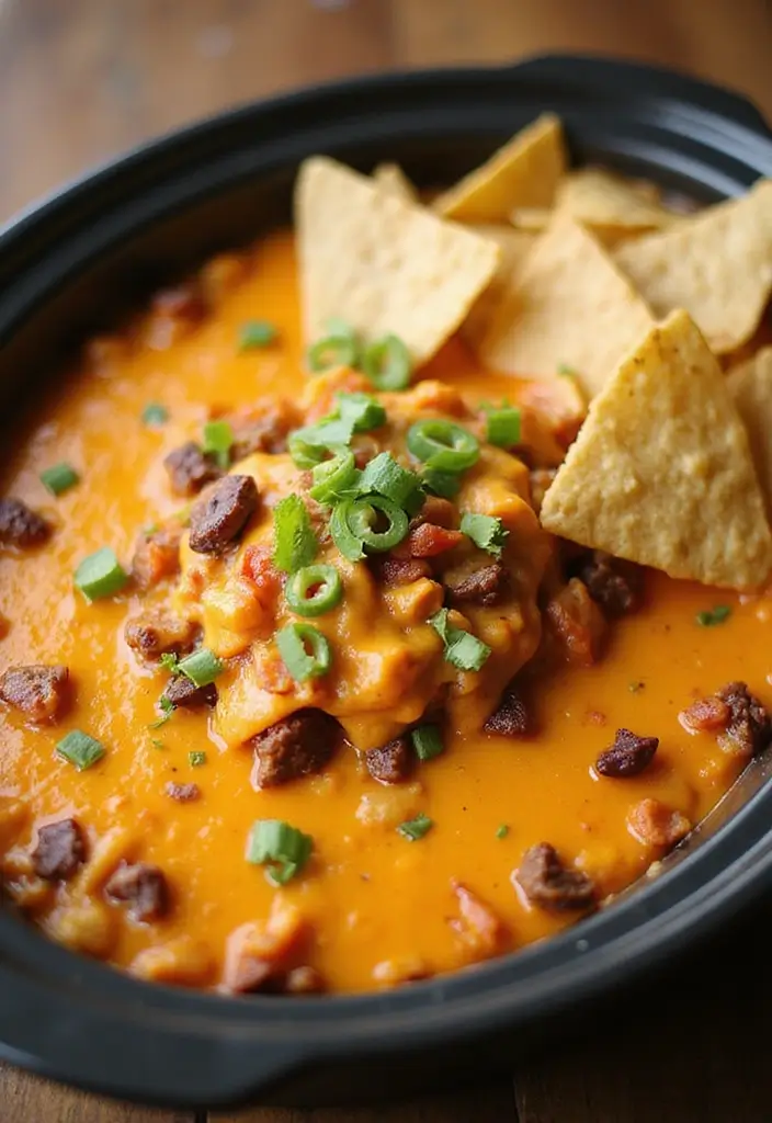 25 Two Quart Crockpot Dip Recipes That Work Every Time - 9. Cheesy Nacho Dip