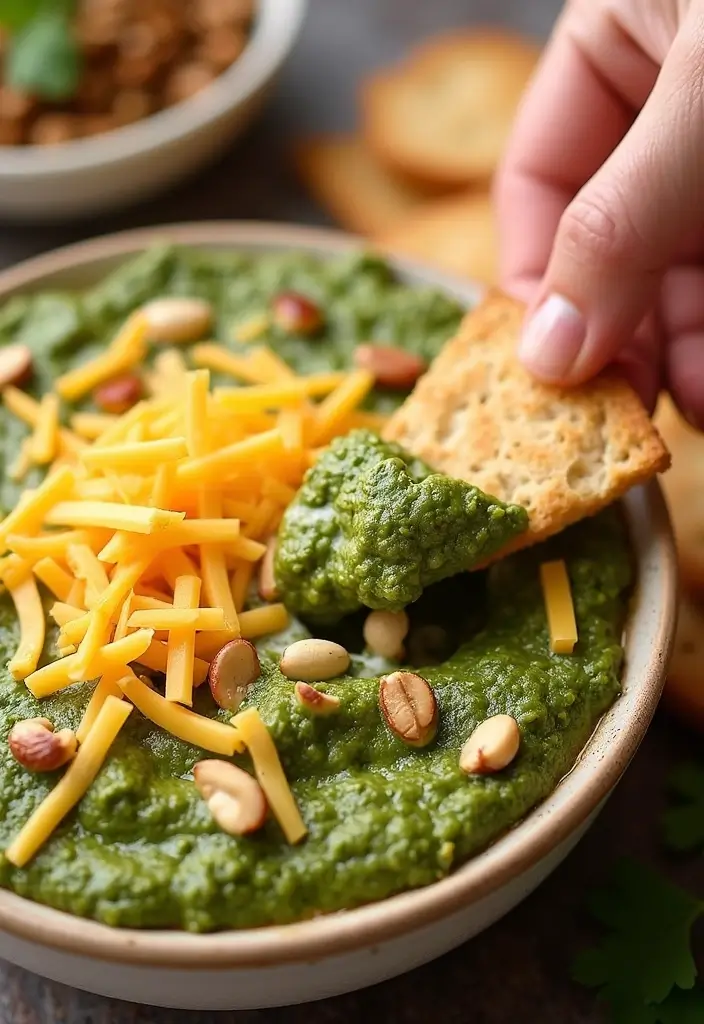 26 Cowboy Dip Recipes Baked and Inspired by All Recipes - 14. Pesto Cowboy Dip
