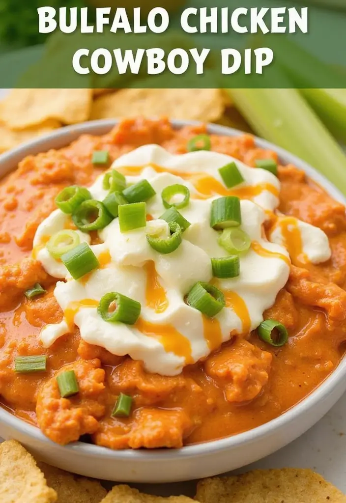 26 Cowboy Dip Recipes Baked and Inspired by All Recipes - 5. Buffalo Chicken Cowboy Dip