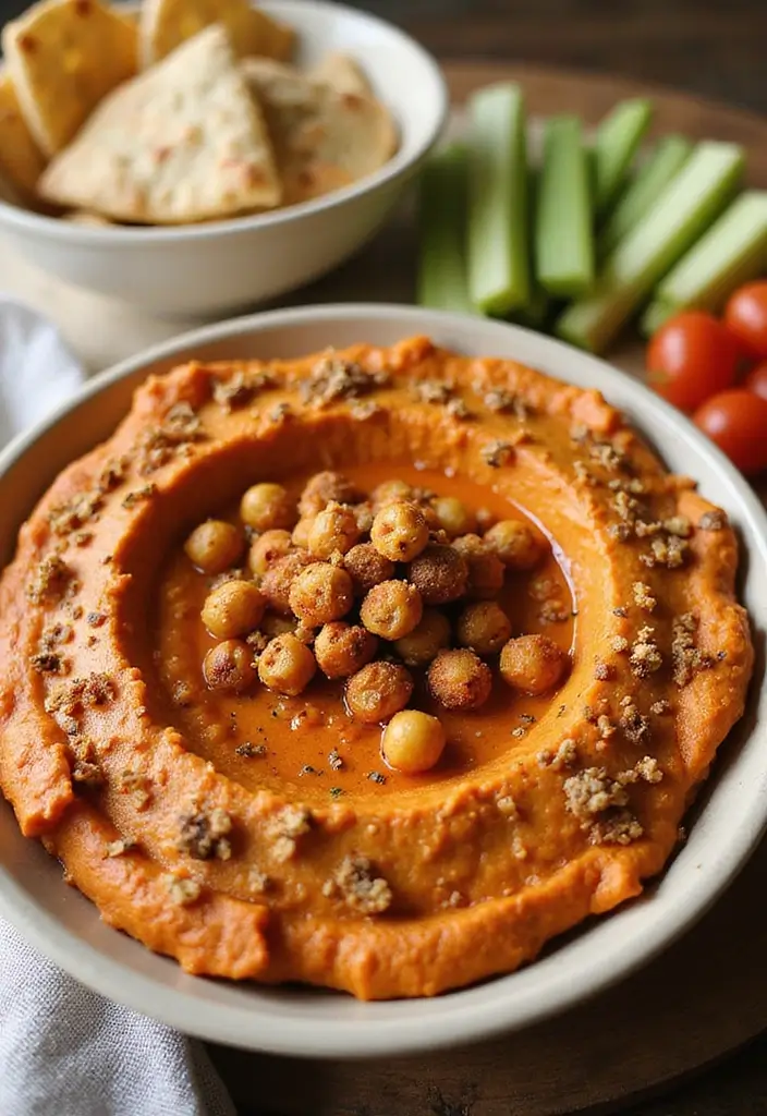 26 Dairy Free Dip Recipes That Are Creamy and Tasty - 17. Spicy Roasted Chickpea Dip