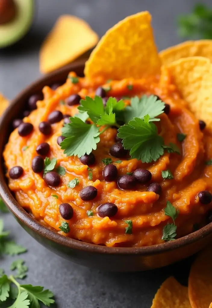 26 Dairy Free Dip Recipes That Are Creamy and Tasty - 9. Sweet Potato and Black Bean Dip