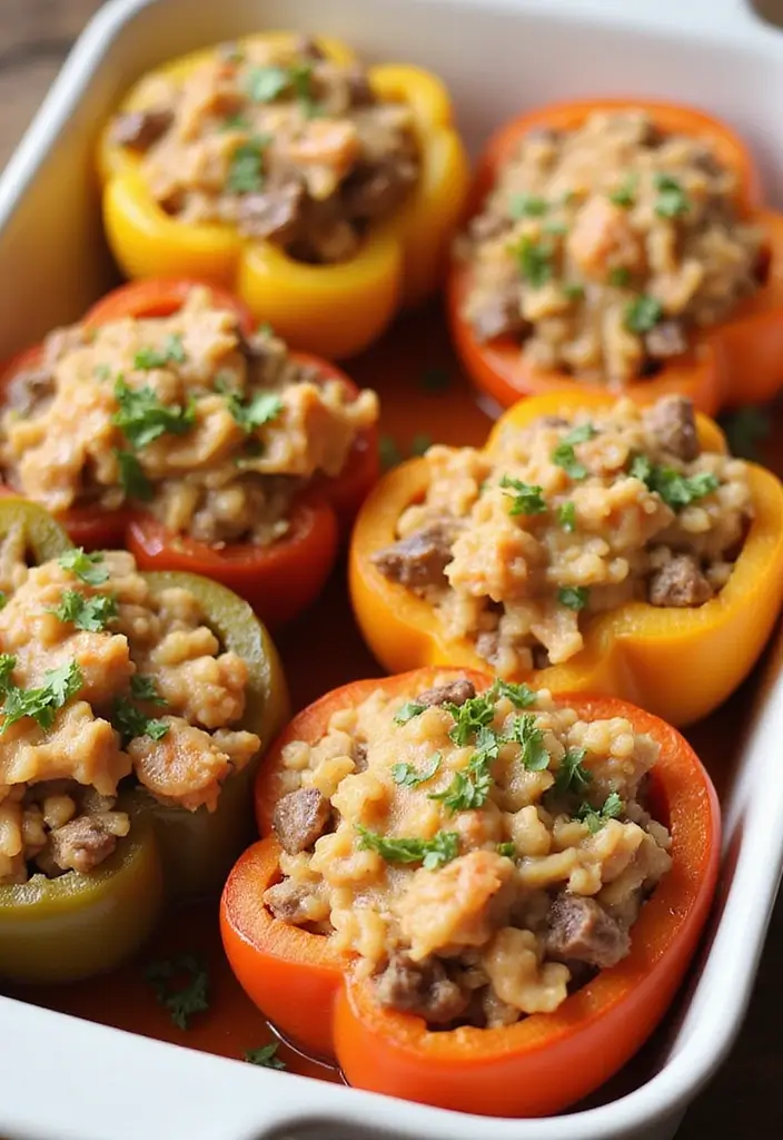 26 Delicious Recipes Using French Onion Dip at Home - 18. French Onion Dip Stuffed Bell Peppers