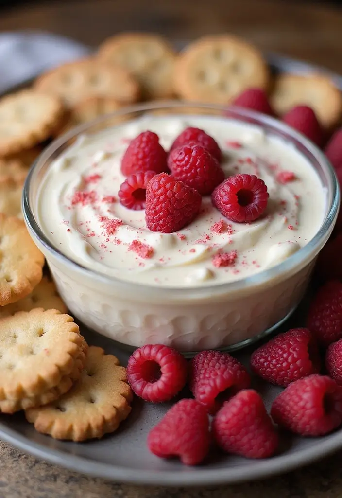 27 Cream Cheese Dessert Dip Recipes for Sweet Tooths - 7. Raspberry White Chocolate Dip