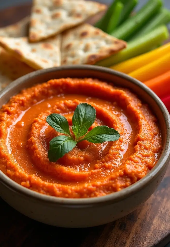27 Crowd-Pleasing Crock Pot Dip Recipes for Your Next Gathering - 9. Roasted Red Pepper and Hummus Dip