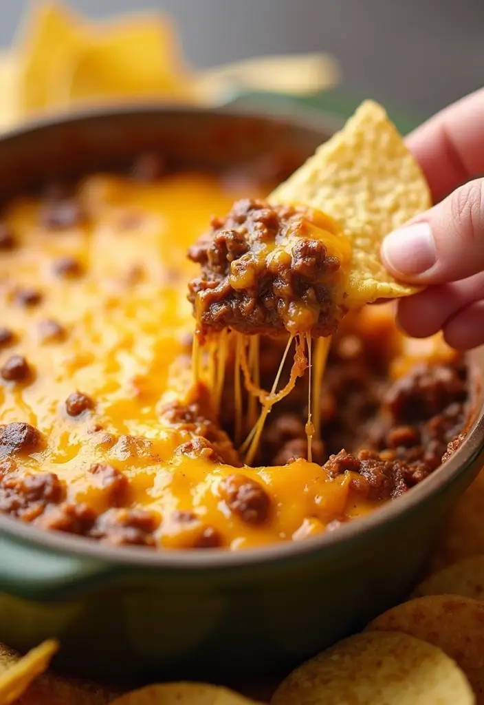 27 Ground Beef Dip Recipes That Feed a Hungry Crowd - 11. Baked Beef and Cheese Dip