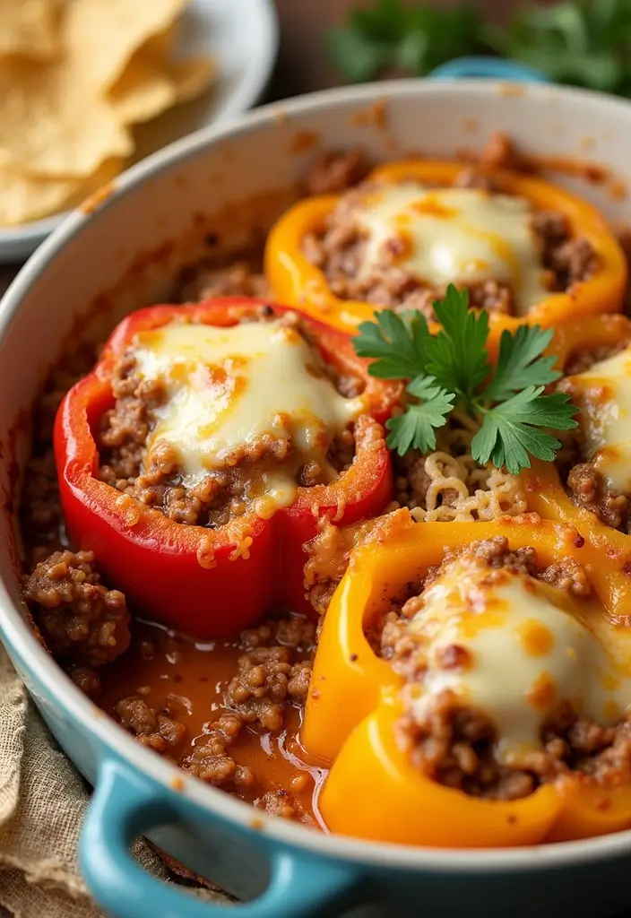 27 Ground Beef Dip Recipes That Feed a Hungry Crowd - 5. Beef and Cheese Stuffed Bell Pepper Dip