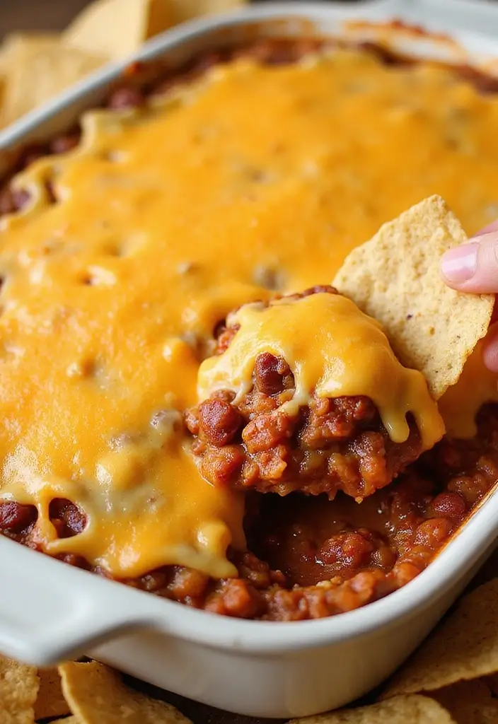 27 Ground Beef Dip Recipes That Feed a Hungry Crowd - 6. Hearty Chili Cheese Dip