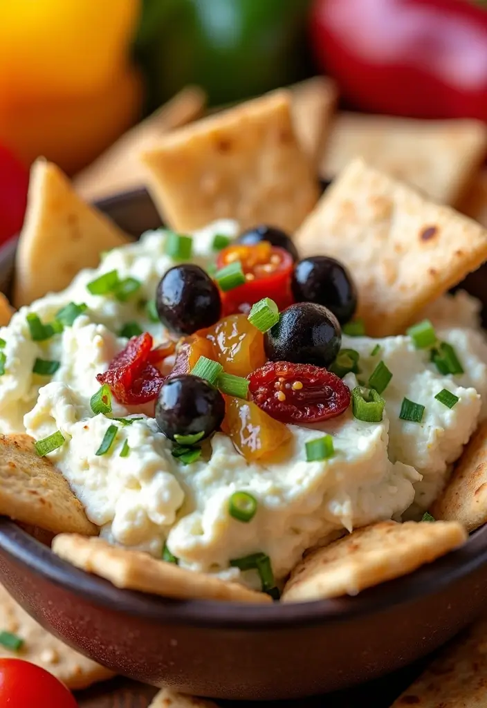 27 Healthy Cottage Cheese Dip Recipes Packed with Protein - 3. Mediterranean Olive Cottage Cheese Dip