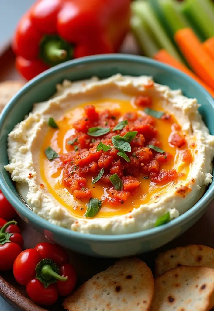 27 Healthy Cottage Cheese Dip Recipes Packed with Protein - 9. Roasted Red Pepper Cottage Cheese Dip